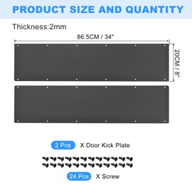 uxcell 2pcs Door Kick Plate, 8 x 34 Inches Aluminum Kick Plate Door Plate, 2 mm Thickness, for Exterior Front Door Back Door, Black