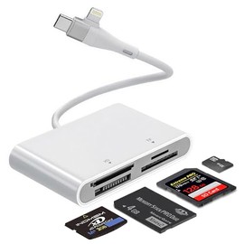 Memory Stick Pro Duo Adaptador para Lightning/USB-C - Lector de tarjetas de memoria múltiple 4 en 1 para tarjetas SD/Micro SD/MS/xD-Picture Cards, Son