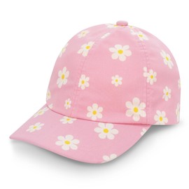 Jan & Jul Breathable Toddler Sun Hat Adjustable 50+ UPF Baseball Cap, Pink Daisy, 5-12 years