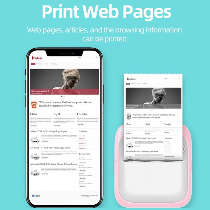 Portable Mini Printer Wireless BT Thermal Printer Easy Operation Compatible