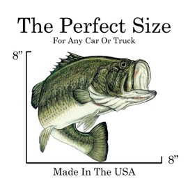 Large Fishing Bass Fish Sticker Decal Fishing Bumper Sticker Fish Auto Decal Car Truck Boat RV Real Life Pole Tackle Box Fisherman (8 Inch)