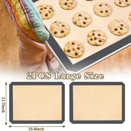 Ninsula Silicon Baking Mats, 15.7"x11.8" 2-Pack Reusable Silicon Baking Mat Sheet, Baking Sheets Non-Stick, Food Safe Baking Mats Can Be Used For Baking Cookies, Bread, Pizzas