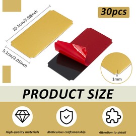 BENECREAT 30Pcs Gold Aluminum Name Plates, 4x2 Inch Notched Corner Laser Engraving Tags with Adhesive Backing for DIY Crafts, Custom Frame Name Label, Aluminum Stamping Blanks, 1mm Thick