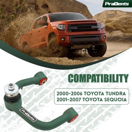Front Upper Control Arms for 2000-2006 Toyota Tundra, 2001-2007 Toyota Sequoia, 2-4" Lift Suspension Tubular Arms with Ball Joint, Replacement OEM Factory Suspension Arms, Wrinkle Green