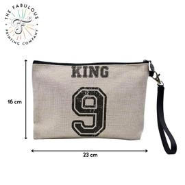 Tasche aus Leinen – Nummer Trikot King 9 Fußball Sport Basketball – Kosmetiktasche aus Leinen in Leinenoptik – Münzfach – 15 x 10 cm, leinen, 23.5 x 15 cm, Kosmetiktasche