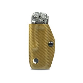 Clip & Carry Kydex Sheath Belt Clip Holster Holder Cover for LEATHERMAN SKELETOOL - Made in USA (Carbon Fiber Tan)