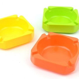 Colorful Square Plastic Ashtray for Office, Cafe, Commercial Use Cleaning 4ea