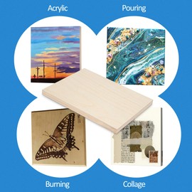 Falling in Art Unfinished Birch Wood Canvas Panels Kit, 4 Pack of 9x12’’ Studio 3/4’’ Deep Cradle Boards for Pouring Art, Crafts, Painting and More