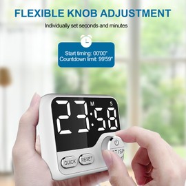 Digital Visual Timer for Kids, CountUp & Countdown Kitchen Timer Magnetic for Cooking, Classroom Teacher, Electric Productivity Stopwatch for Coffee, Toothbrush, Workout, Gym, Toilet, Bathroom Shower