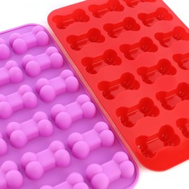 2 Packs Dog Bone Silicone Molds for Treats, 18-Cavity Puppy Dog Bone Molds Dog Treat Molds Non-Stick Food Grade Silicone Molds for Chocolate Biscuits Cookies Candy Dog Treats Jelly