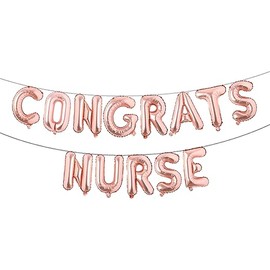 Congrats Nurse Balloons Multicolor - 16 Inch | Nurse Graduation Decorations Class of 2023 | Nurse Balloons for Nursing Graduation Party Supplies | Congrats Nurse for Nurse Party Decorations (CONGRATS NURSE Rose Gold)