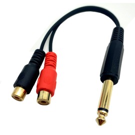 Halokny 6.35mm to 2 RCA Cable, Gold Plated 1/4 inch Mono TS Male to 2 Dual RCA Female Plug Y Splitter Adapter Cable - 8 Inch