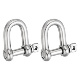 PATIKIL Screw Pin Shackle M12 1/2" 1764lbs, 2 Pack 304 Stainless Steel D Ring Shackle for Chains Wire Rope Outdoor, Silver