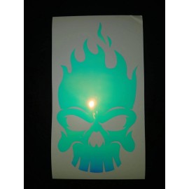 Unbranded FIRE SKULL HOLOGRAPHIC VINYL  WINDOW DECAL 5" 1/2