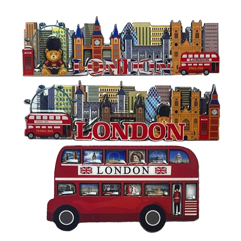 LILAJ Set of 6 London 3D Fridge Magnet Bus &