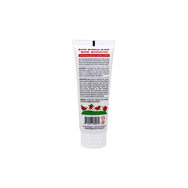 Schmidt's Deodorant Toothpaste Kids Watermelon Strawberry, 4.7 Ounce