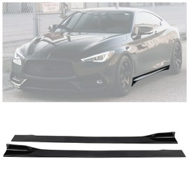 KUAFU Side Skirt Extension Replacement Compatible with 2014-2023 Infiniti Q50 All Model Splitter Rocker Panel Guard Body Kit Plastic Glossy Black