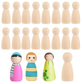 BCENG 20 Pieces Wooden Peg Doll Body 53 mm Natural Unpainted Female Male Crafts Wooden Figure Cones DIY Wooden Figures for DIY Crafts Colour Carved Christmas Birthday Decoration
