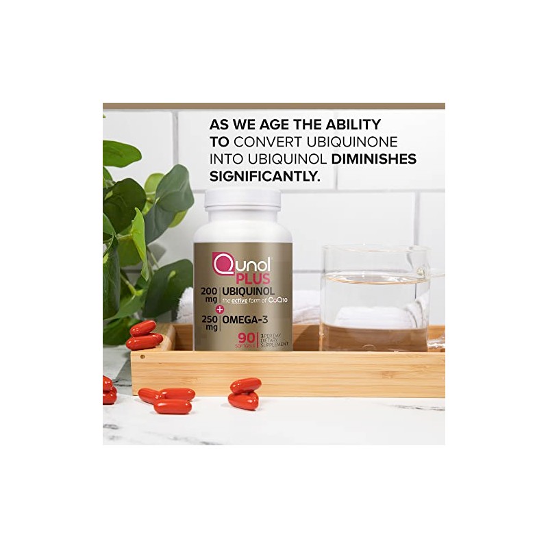 Qunol Plus Ubiquinol Coq10 200mg with Omega 3 250mg Extra