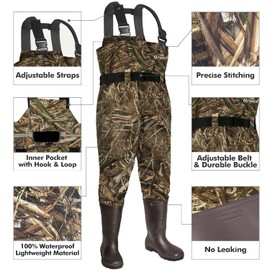 OXYVAN Chest Waders with Boots for Men & Women, Nylon/PVC Lightweight Fishing Wader with Boots Hanger
