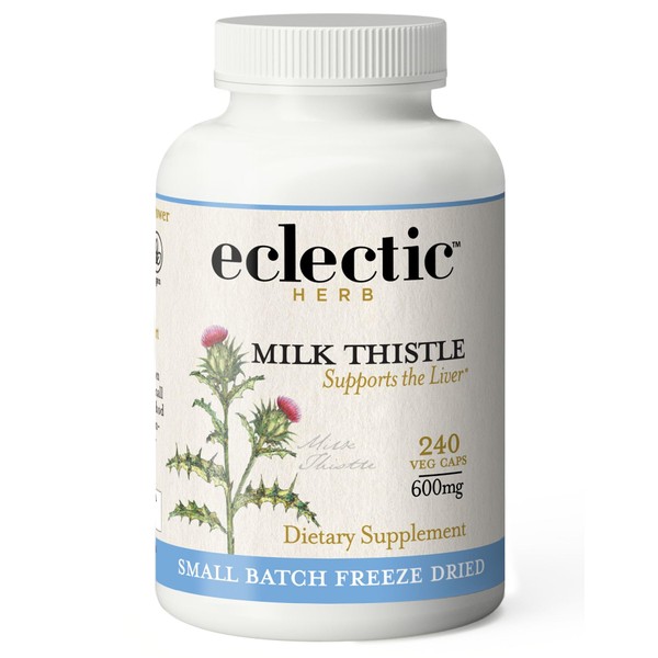 Eclectic Institute Raw Freeze-Dried Non-GMO Milk Thistle | with silymarin for Liver Support - Detox, Cleanse & Maintain | 240 CT