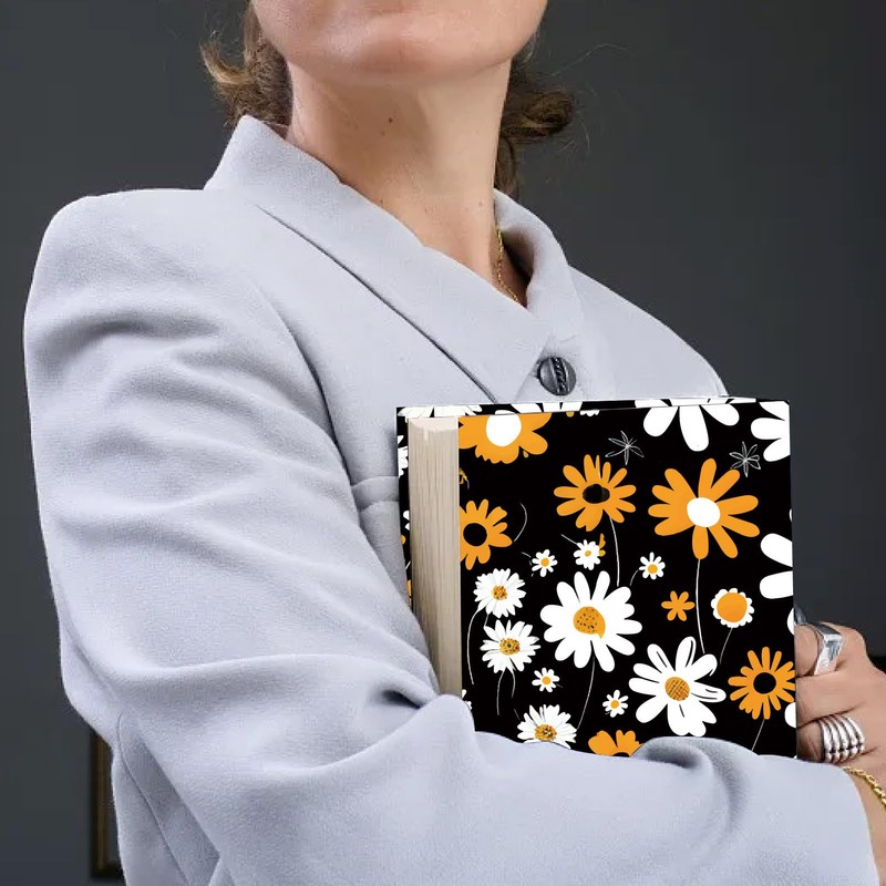 craspire April Daisy Stretchy Book Cover with Floral Pattern Washable