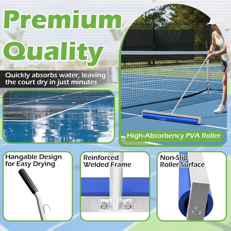 Tennis Court Squeegee, 38'' Foam Tennis Roller for Quick Clearing,