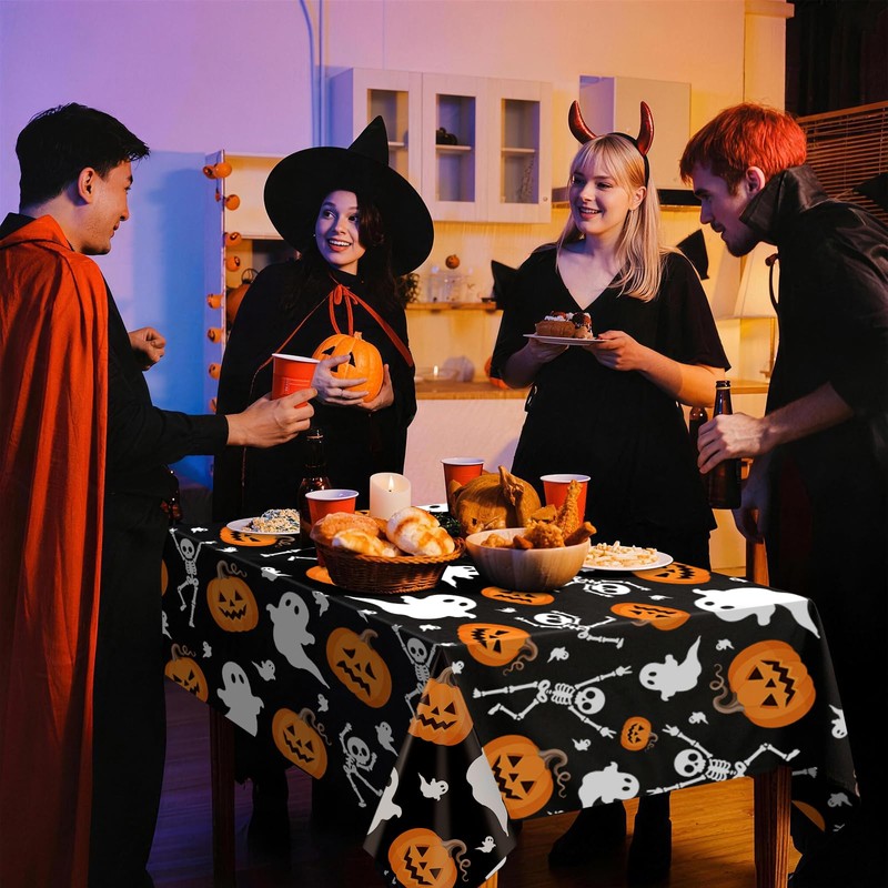 3Pack Halloween Tablecloth 54 x 108 Inch Black Halloween Table