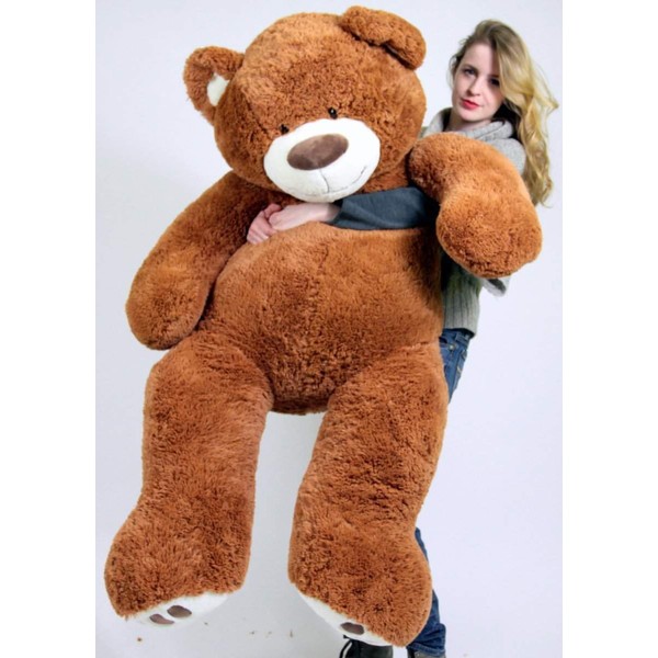 5 Foot Very Big Smiling Teddy Bear Five Feet Tall Caramel Color with Bigfoot Paws Giant Stuffed Animal Bear