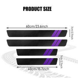 4PCS Car Door Sill Protector, Car Door Edge Guards, Carbon Fiber Auto Door Entry Edge Guard Sill Protection Sticker, Anti-Scratch Threshold Cover Strips for Most Vehicles (Purple, 4PCS)