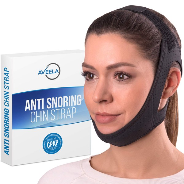 AVEELA Anti Snoring Chin Strap for CPAP Users | Medium | Keep Mouth Closed While Sleeping | Adjustable Premium Snore Stopper Head Strap for Men and Women | Itch-Free Material for Uninterrupted Sleep