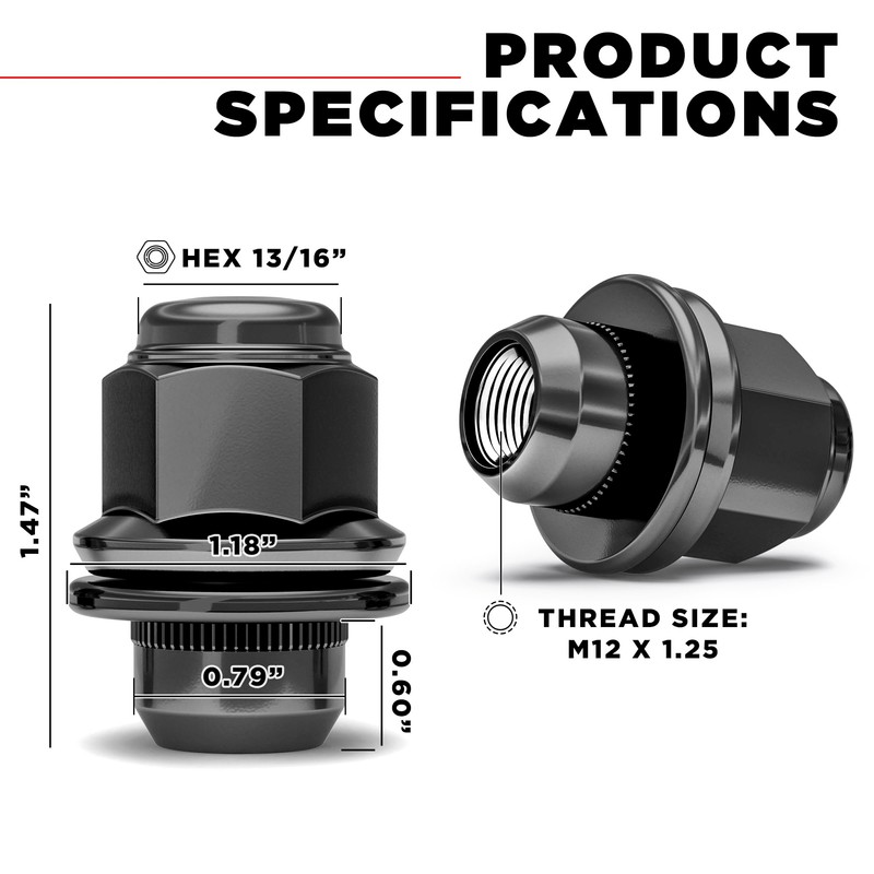 White Knight M12x1.25 Lug Nuts for Select Nissan and Infiniti,
