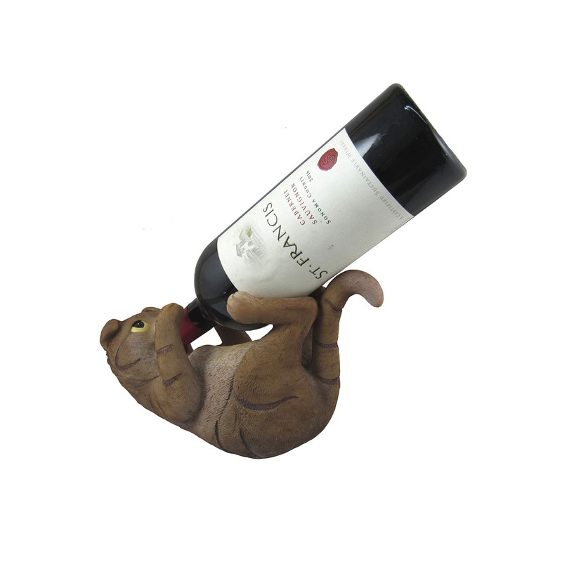 DWK Cat Wine Bottle Holder | Kitchen Countertop Decor |