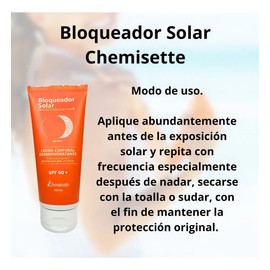Bloqueador solar corporal FPS50 nutre la piel Chemisette