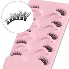 False Eyelashes Natural Look Half Lashes Short Wispy 1/2 Lashes Pack Cat Eye 3D Faux Mink Accent Corner 3/4 Eye Lashes Multipack By Himirell, Lash DIY Clusters, Half Lash