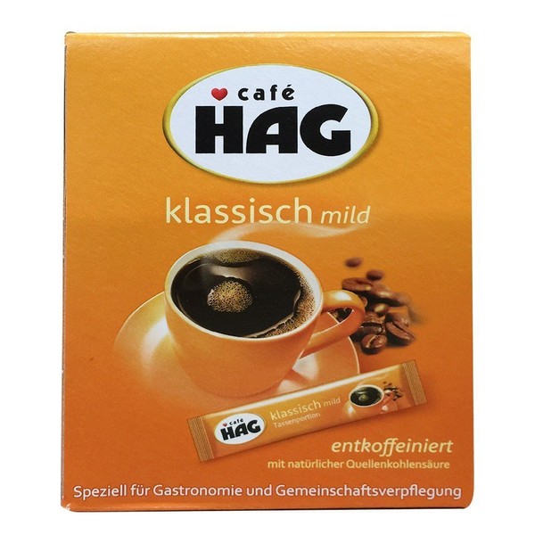 Cafè Hag Classic Mild, Savoury Aroma, Decaffeinated, Instant Coffee, Single Cup Servings, 25 x 1,8g