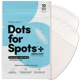 Dots for Spots Dots for Spots Mega Pimple Patches - Pack of 10 Fast Acting Spot Treatment Stickers Infused With Niacinamide and Salicylic Acid - Perfect For Back, Chin or Chest Acne