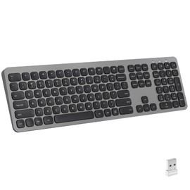 cimetech 2.4GHz Wireless Keyboard with Number Pad Full Size Design for Laptop Desktop PC Tablet, Windows iOS Android - Grey