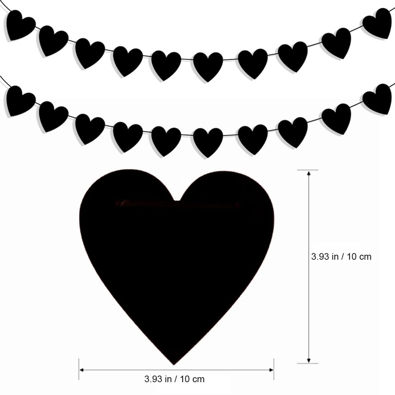 IGJUR 2 Pack Black Heart Garland Banner Goth Garland Gothic