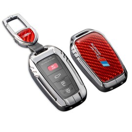 SLAKNOK for Toyota Key Fob Cover with,Real Carbon Fiber Zinc Alloy Protection Key Case Compatible with Toyota Series Key shell Smart Remote Accessories