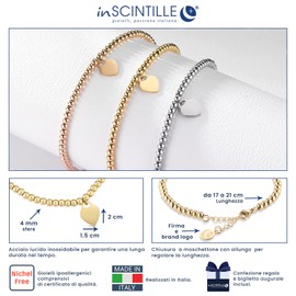 inSCINTILLE Women's Stainless Steel Heart Bracelet with Adjustable Length and Gift Box, Stainless Steel, Enamel