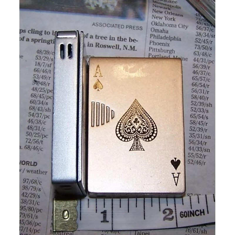 Ace of Spades Sliding Card Lighter Butane Flame Casino Refuellable