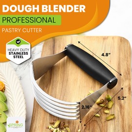 Spring Chef Dough Blender For Baking, Heavy Duty Dough Cutter Tool, Stainless Steel Pastry Cutter Tool with Sharp & Sturdy Blades, Pastry Blender for Easy Mixing, Dishwasher Safe - XL Size - Black