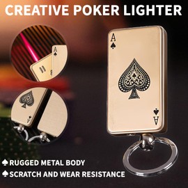 VISODBTA Cool Metal Poker Ace Cards Lighters Refillable, Novelty Vintage Dazzling & Ultra-Cool Lighter, Unique Gifts for Men Gifts Candles BBQ Camping (No Butane Fuel) (08#)