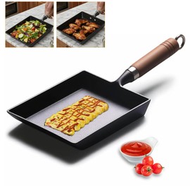 Yuezhongoo Tamagoyaki Pan,Japanese Cast Iron Omelette Pan,Non Stick Square Frying Pan,Universal for Induction/Gas/Stovetop, Easy to Clean & Oven Safe