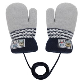 NICEYEA Toddle Knitted Gloves Winter Warm Full Finger Mittens Thicken fluffy Lining Magic Gloves with String Xmas Birthday Gift for Boys Girls 1-3 Years Old