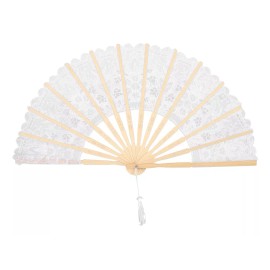 Generic Abanico Blanco Blanco Con Encaje Hueco De Estilo Chino Vinta