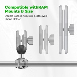 FANAUE Aluminum Alloy Handlebar Clamp Mount U-Bolt Base with 1'' Ball for Rails, Compatible with RAM Mounts B Size Double Socket Arm & Bike Phone Mount Holder