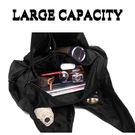 Shoulder Bag for Women, Waterproof Shopping Lightweight Work Purse and Handbag Travel Beach Tote Nylon Large Capacity Hobo (8022-BLACK)