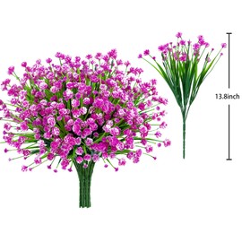 24 Bundles Artificial Flowers for Outdoor Decoration UV Resistant Fake Plastic Plants Artificial Greenery for Spring Summer Indoor Outdoor Garden Patio Window Box Kitchen Home Decor, Fuchsia